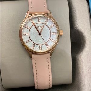 Leather strap watch fossil